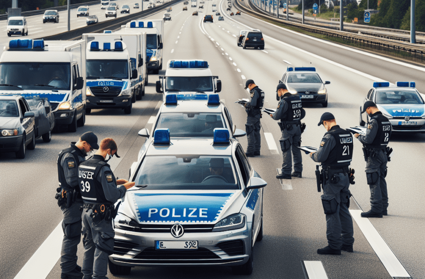 Großkontrolle auf der Bundesstraße 75 in Delmenhorst während des Bremer Freimarkts