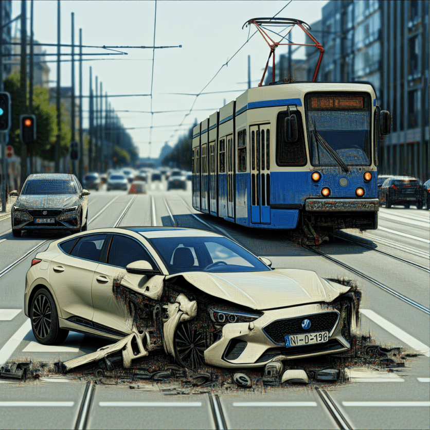 Frankfurter Straße: Drei Verletzte bei Zusammenstoß zwischen Personenkraftwagen und Straßenbahn