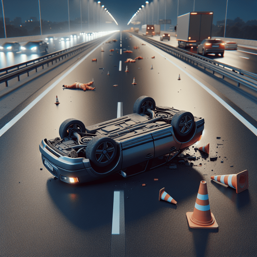 Rastatt: Auto überschlagen auf der Autobahn A5