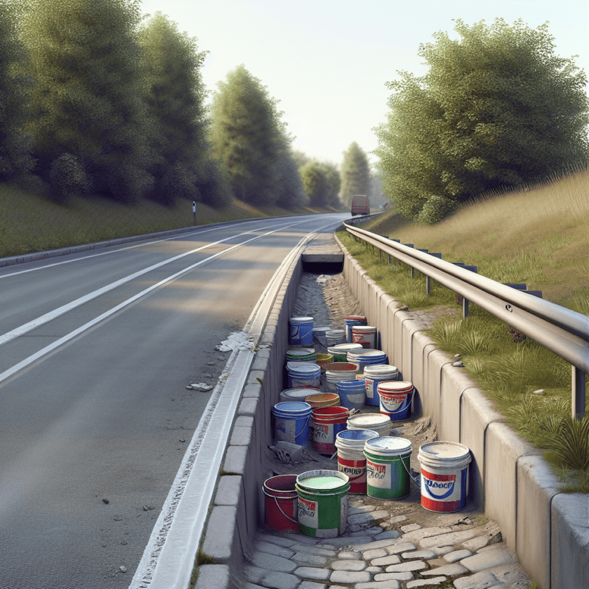 LPI-NDH: Unerlaubte Entsorgung von Farbeimern im Straßengraben