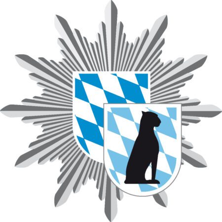 Bildmarke der Bayerischen Bereitschaftspolizei, Polizeistern mit Bayernwappen und Wappentier der BePo, dem Panther