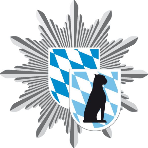 Bildmarke der Bayerischen Bereitschaftspolizei, Polizeistern mit Bayernwappen und Wappentier der BePo, dem Panther